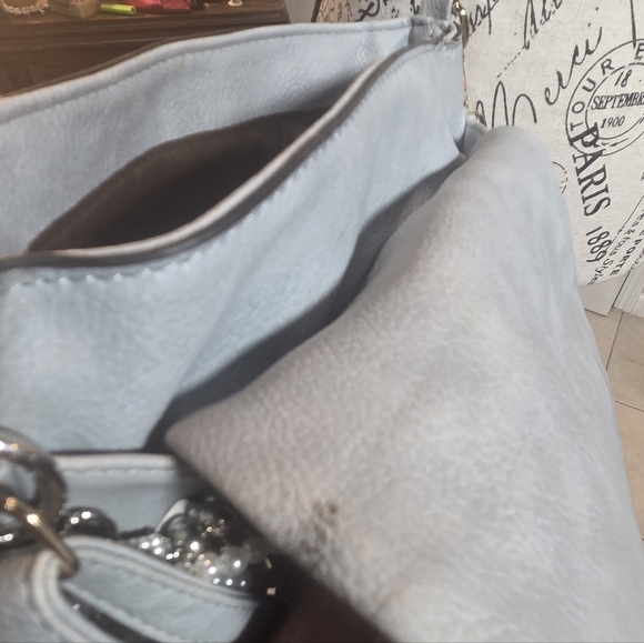 Zippered Light Blue Crossbody Bag - Picture 9 of 11